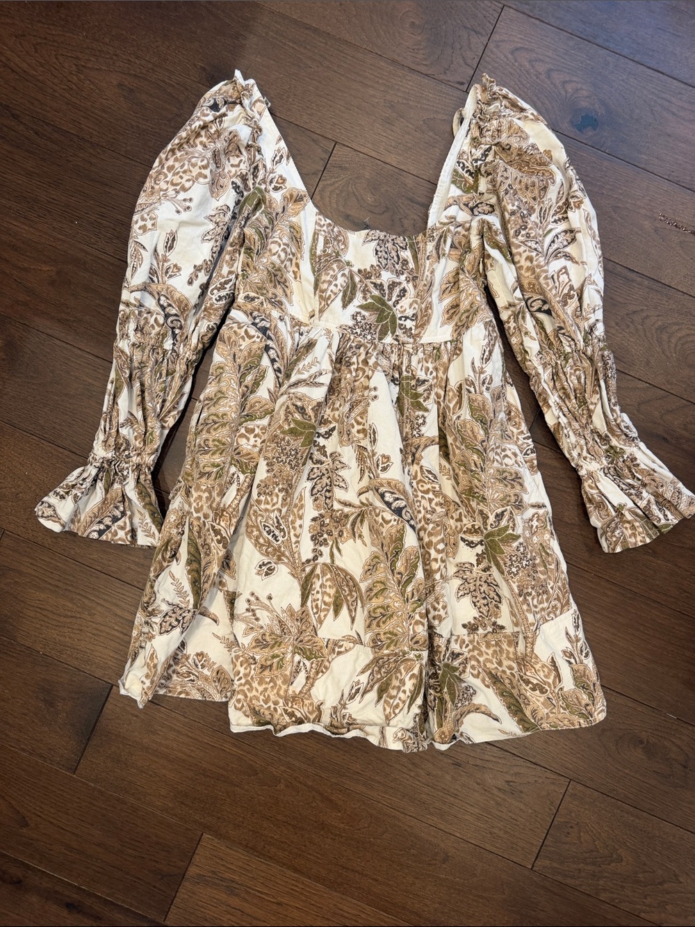 Anthropologie Pilcro Square-Neck Corduroy Babydoll Mini Dress XS - C59-023